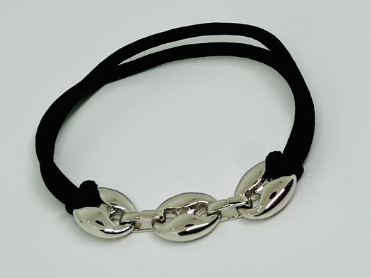 Black and Silver Round Link Hair Tie/Bracelet