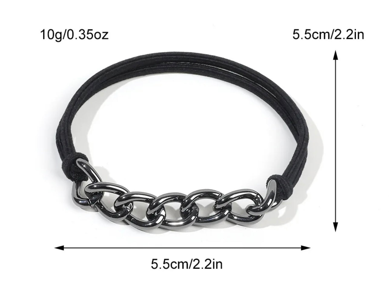 Black and Silver Chain Hair Tie/Bracelet