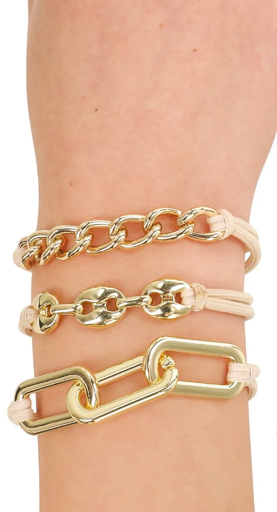 Gold Chain Hair Tie/Bracelets - Set of 3