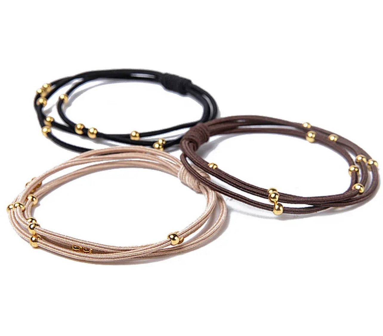 Dark Brunette Hair Tie Bracelets (Set of 3)